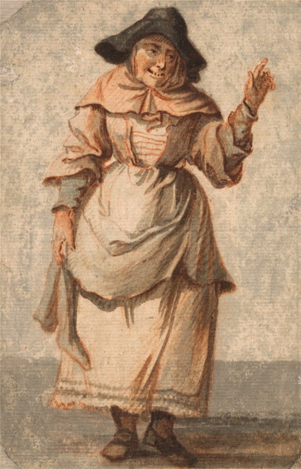 Paul Sandby - An Old Market Woman Grinning and Gesturing with her Left Hand - Google Art Project