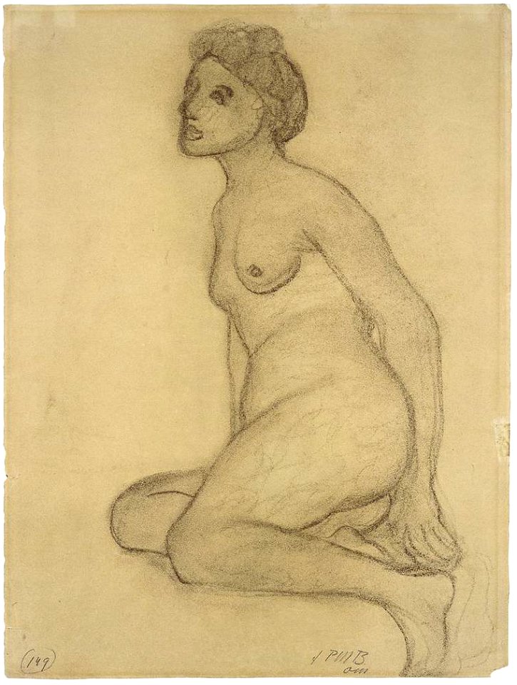 Paula Modersohn-Becker Sitzender weiblicher Akt nach links c1905