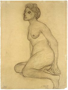 Paula Modersohn-Becker Sitzender weiblicher Akt nach links c1905