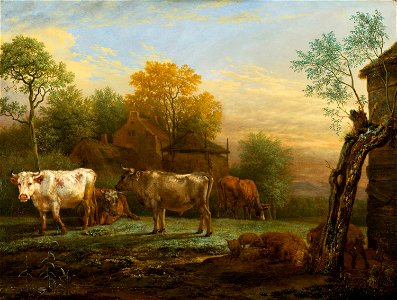 Paulus Potter - Cattle in a Meadow - 138 - Mauritshuis. Free illustration for personal and commercial use.