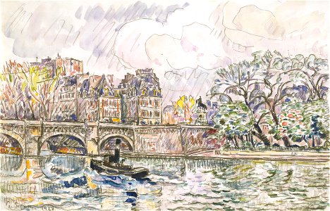 Paul Signac, Paris - Le Place Dauphine, 1928