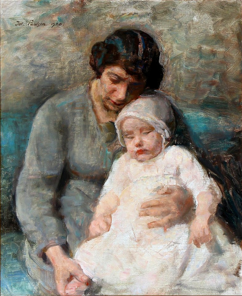 Julius Paulsen - Portrait of a mother with her daugther (1920)