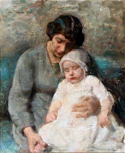 Julius Paulsen - Portrait of a mother with her daugther (1920)
