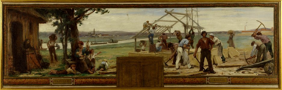 Paul-Albert Baudouin - Esquisse pour la mairie de Saint Maur-des-Fossés, Famille et Travail - PPP3822 - Musée des Beaux-Arts de la ville de Paris