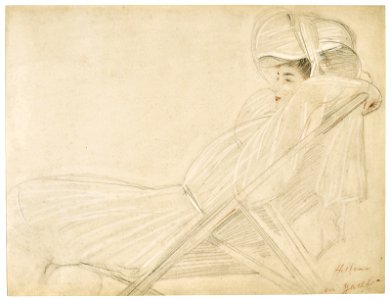 Paul-César Helleu - A young lady reclining in a deck-chair