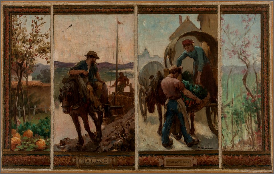 Paul-Albert Baudouin - Esquisse pour la mairie de Saint-Maur-des-Fossés , Halage - Maraîchage - PPP3823 - Musée des Beaux-Arts de la ville de Paris