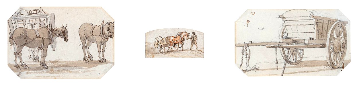 Paul Sandby - Sandby-98281 - Horses and Carts. Three studies