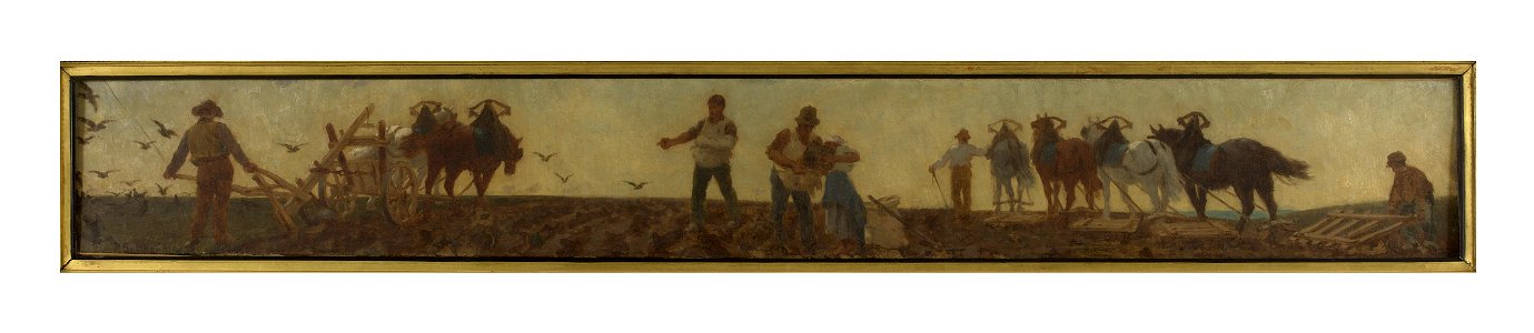 Paul-Albert Baudouin - Histoire du blé , labours, semailles, hersage , Esquisse pour la salle de dessin de l'école de la ru - PPP3991 - Musée des Beaux-Arts de la ville de Paris