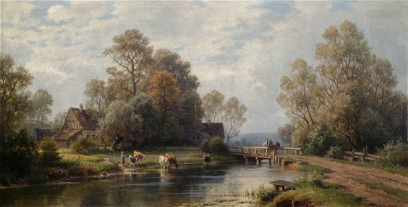 Paul Weber Sommerliche Flusslandschaft an einem Bauerngehöft
