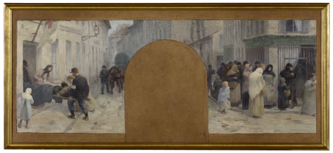 Paul-Albert Baudouin - Esquisse pour l'Hôtel de Ville de Paris, cabinet du préfet , Le transport des blessés à l'Ambulance. - PPP3832 - Musée des Beaux-Arts de la ville de Paris