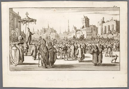 Paus Urbanus II predikt de eerste kruistocht, objectnr A 41617