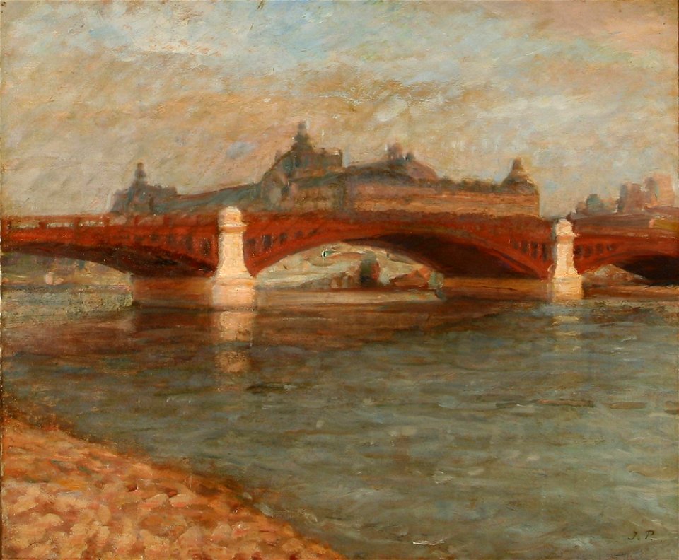 Julius Paulsen - Scene from the Seine at Pont de la Concorde and Musee d'Orsay (1911)