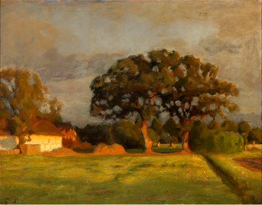 Julius Paulsen - Landscape with large trees in the evening sun