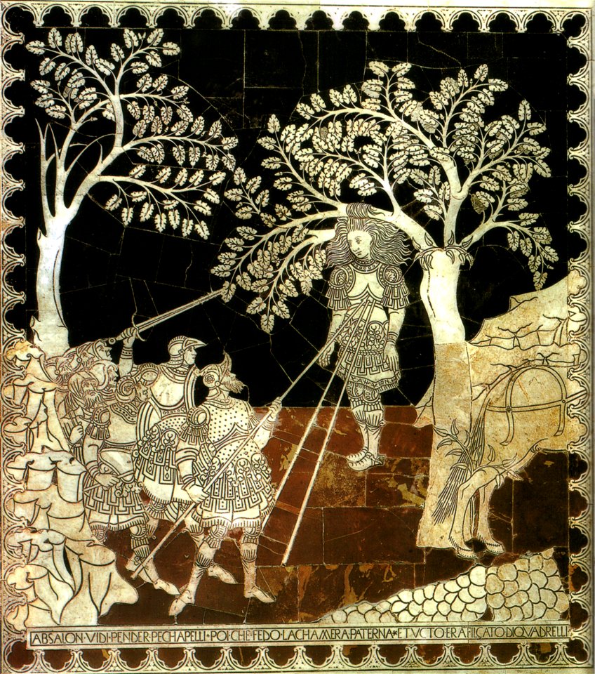 Pavimento di siena, storie di assalonne (piero del minnella) 02