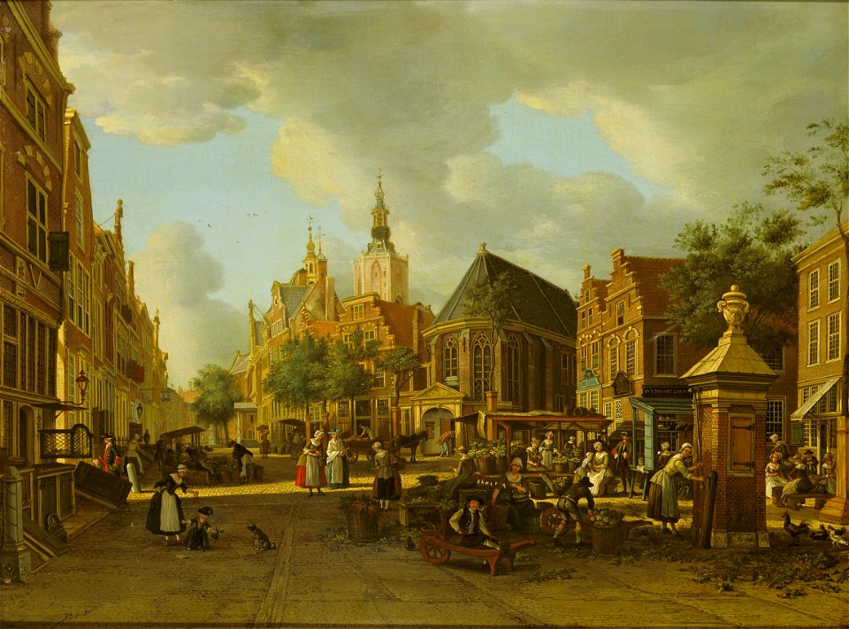 Paulus Constantijn la Fargue, De Groenmarkt gezien naar het Westeinde, ca. 1765