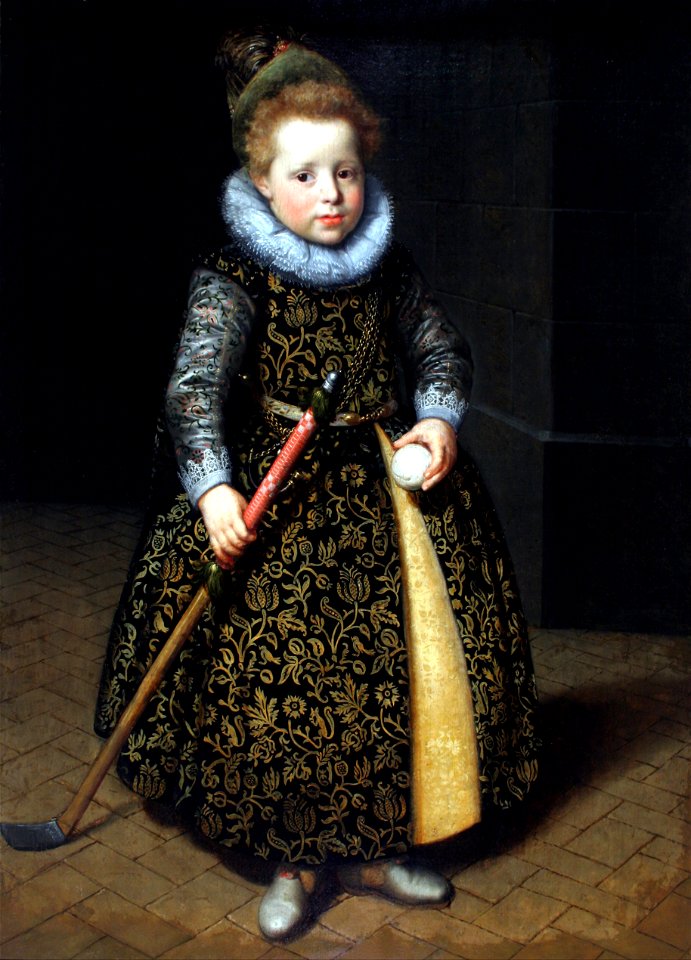 Paulus Moreelse - Portrait of a four-year old boy with a club and ball - Google Art Project