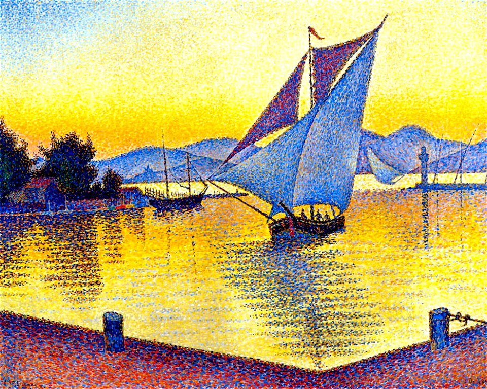 Paul Signac - The Port at Sunset. Saint-Tropez. Opus 236. 1892 (масло, холст).
