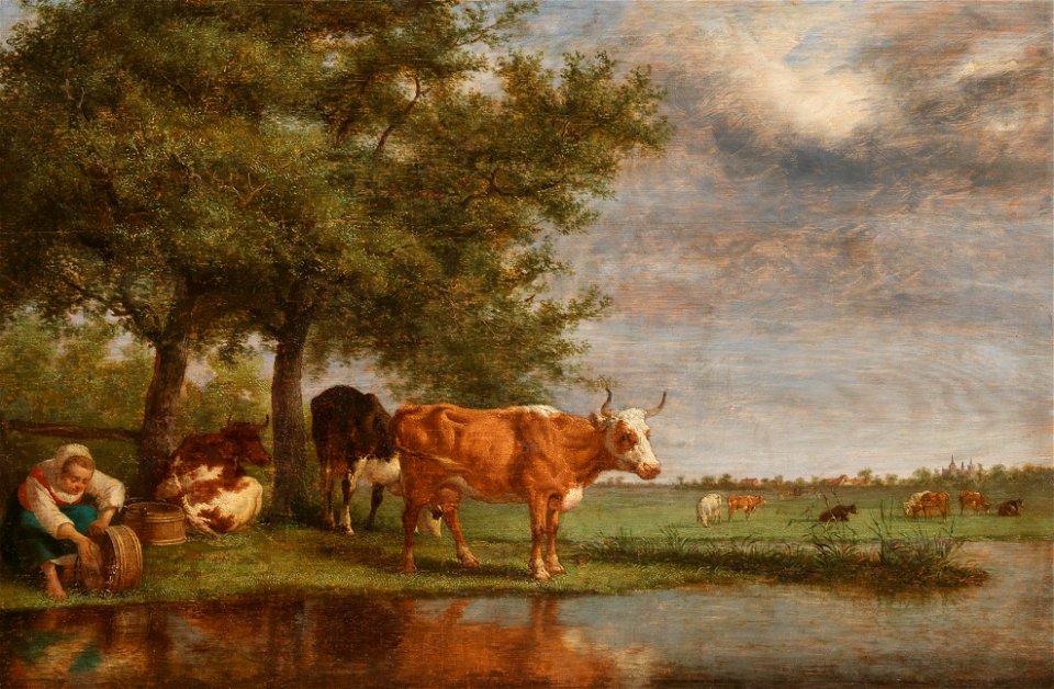Paulus Potter (Umkreis) Landschaft mit Kühen und einer Magd