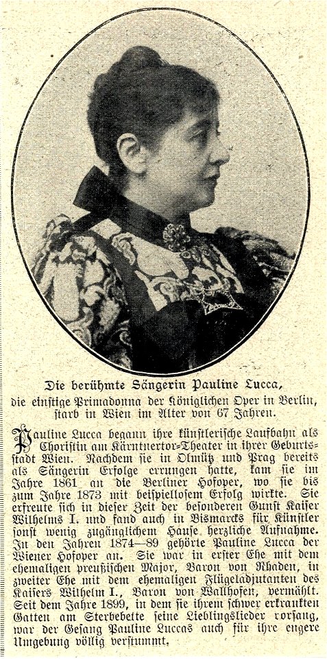 Pauline Lucca gestorben, 1908