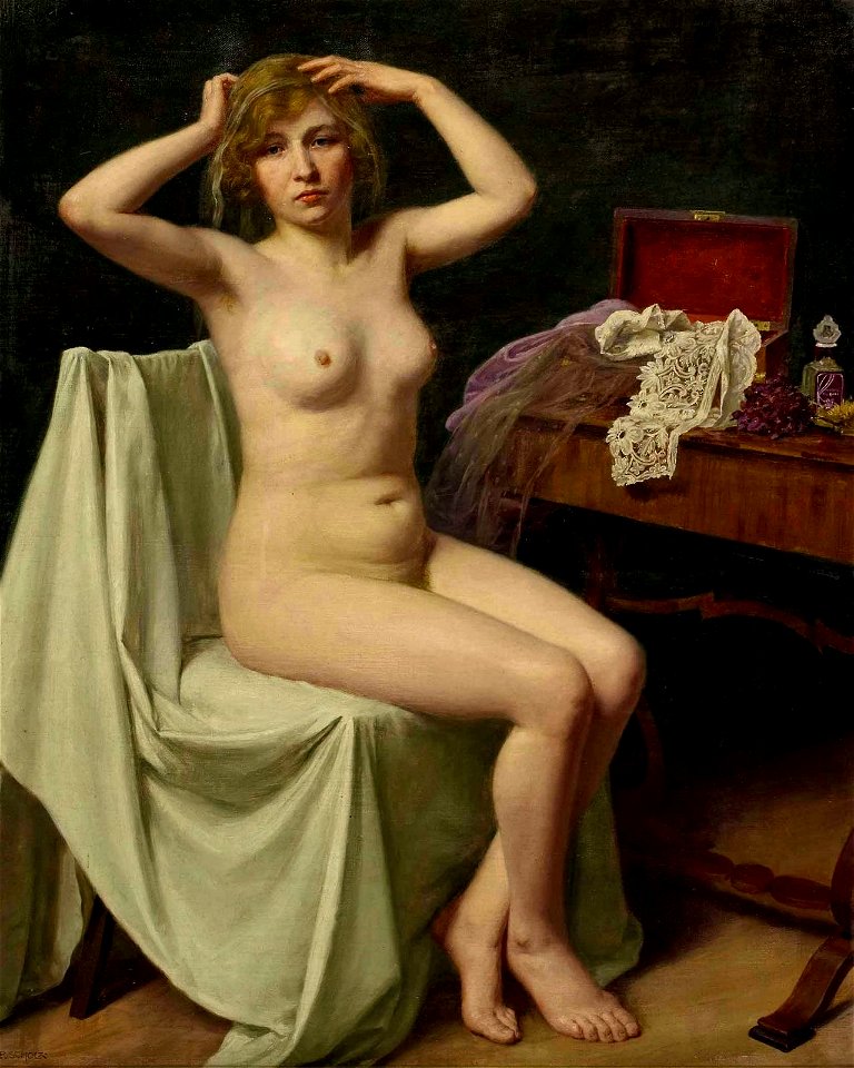 Paul Scholz - Frauenakt mit Schleier