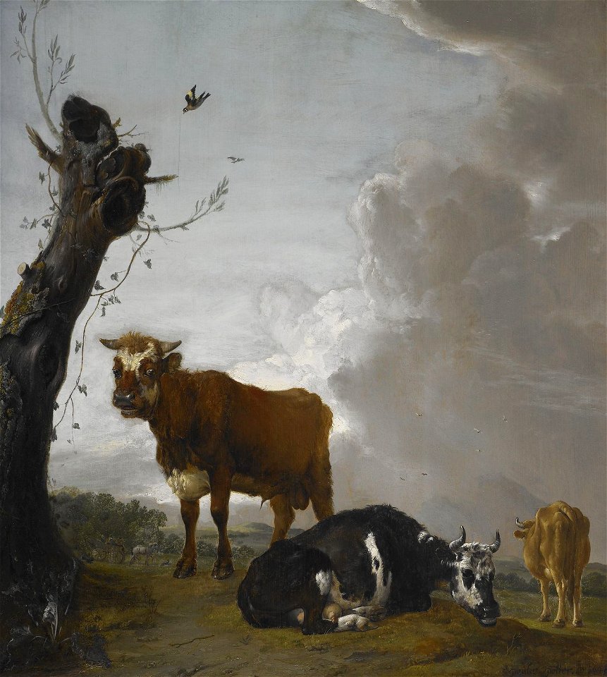 Paulus Potter - A Young Bull and two Cows in a Meadow RCIN 404585