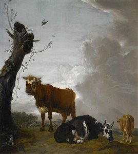 Paulus Potter - A Young Bull and two Cows in a Meadow RCIN 404585