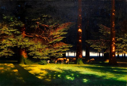 Paul Wilhelm Keller-Reutlingen Schafe auf der Waldlichtung