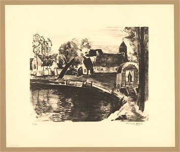 Paysage à Eikenvliet, print by Armand Apol (1879-1950), Belgium, (1914), Prints Department of the Royal Library of Belgium, S.IV 22440