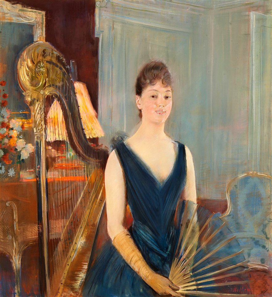 Paul-cesar helleu harpiste assise a leventail060342)