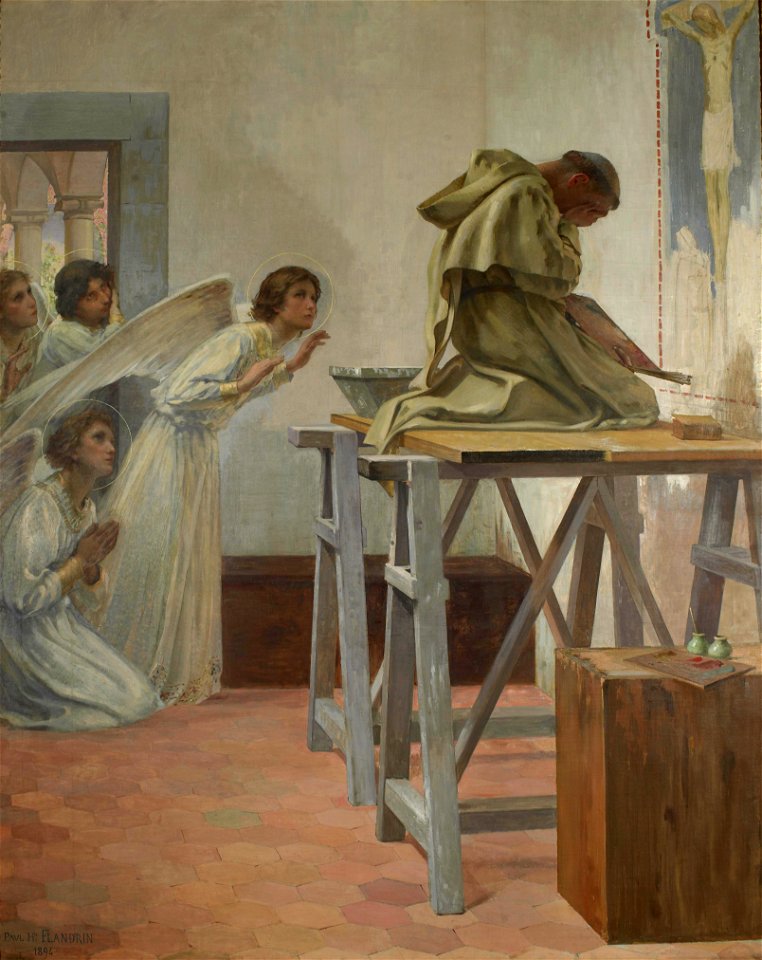 Paul-Hippolyte Flandrin - Fra Angelico visité par les anges (1894)