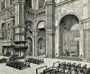 Pavia interno della cattedrale xilografia di Barberis