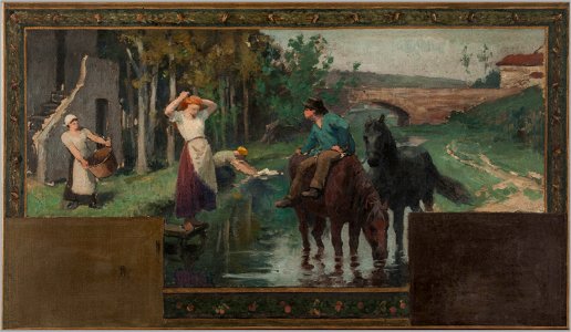 Paul-Albert Baudouin - Esquisse pour la mairie d'Arcueil-Cachan , L'abreuvoir - PPP3829 - Musée des Beaux-Arts de la ville de Paris