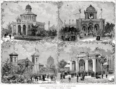 Pavillons étrangers, dans le parc du Champ-de-Mars, 1878