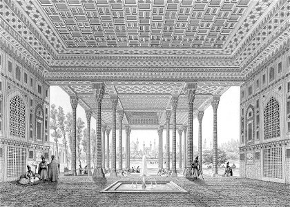 Pavillon of Aynekhane, interior view perspective by Pascal Coste