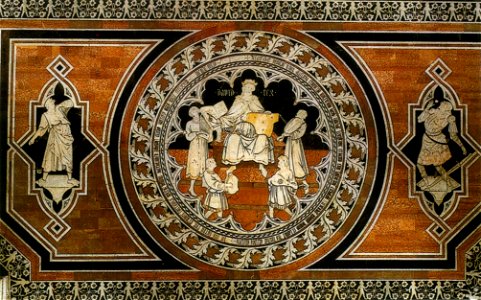 Pavimento di siena, davide, golia, davide salmista (domenico di niccolò dei cori)