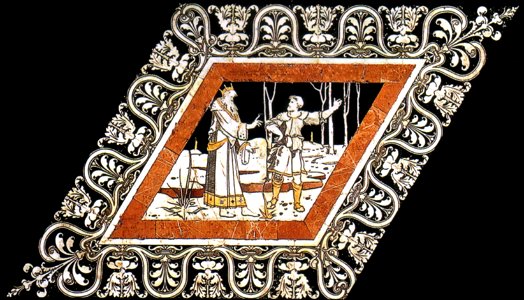 Pavimento di siena, esagono, elia ordina ad abdia di recargli acab (beccafumi)