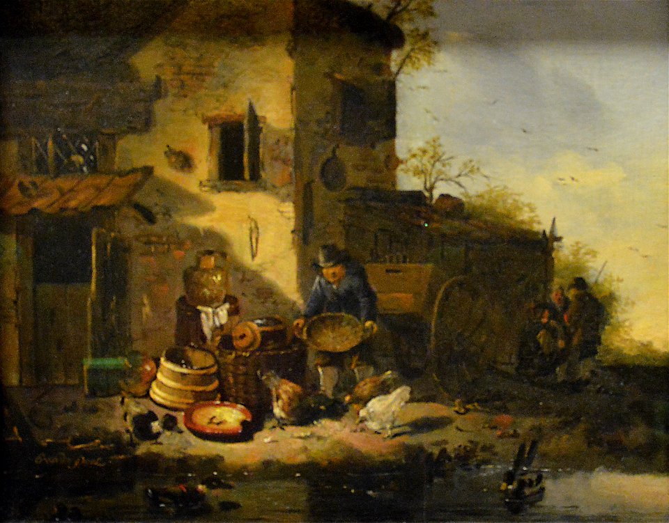 Paysan donnant à manger à des poules - Egbert van der Poel - Musée du Louvre