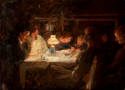 Julius Paulsen - A family around a table (1919)
