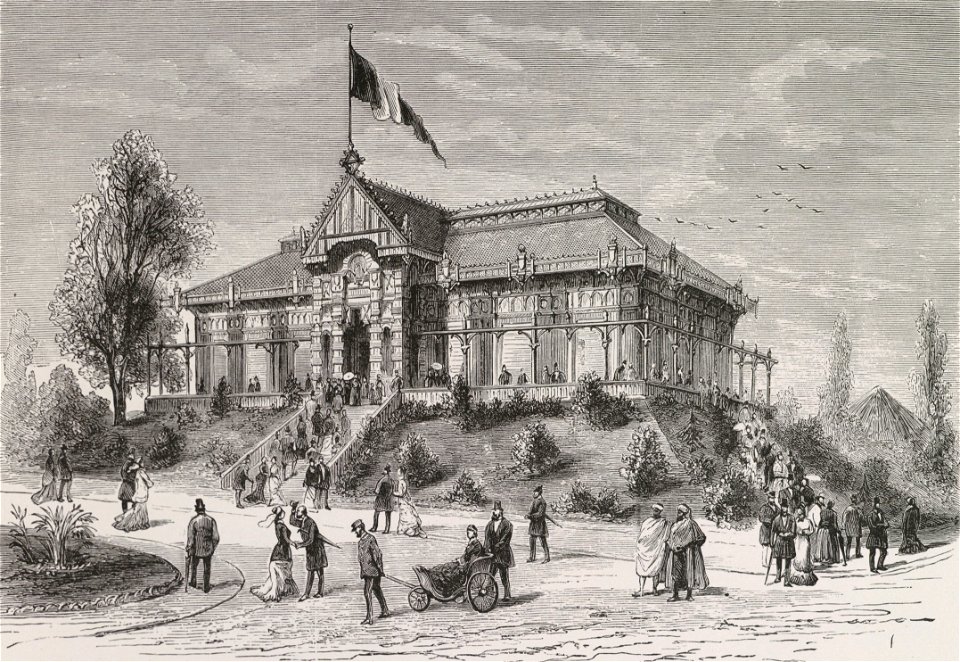 Pavillon de l'administration des forêts, dans le parc du Trocadéro, Exposition Universelle 1878