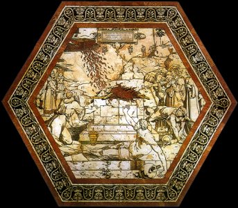 Pavimento di siena, esagono, sacrificio di elia (beccafumi)