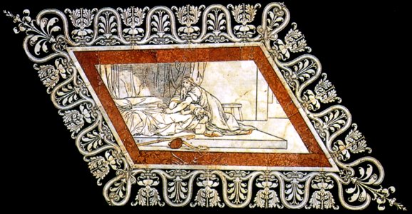 Pavimento di siena, esagono, elia resuscita il figlio della vedova (franchi)