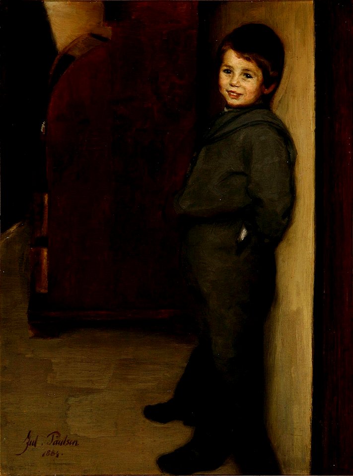 Julius Paulsen - Smiling boy at a wall (1884)