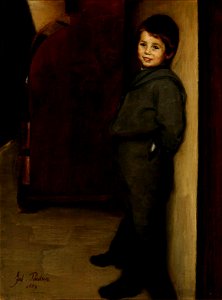 Julius Paulsen - Smiling boy at a wall (1884)