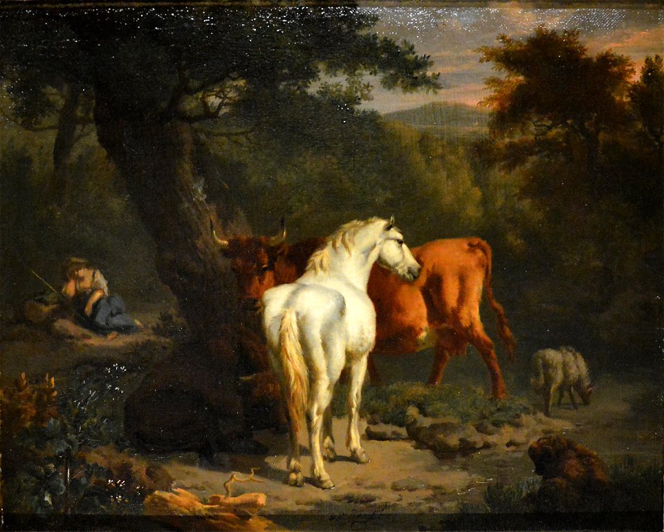 Paysage au cheval blanc - Dirck van den Bergen - Musée du Louvre