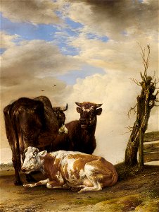 Paulus Potter - Two Cows and a Young Bull beside a Fence in a Meadow - 1997.336 - Art Institute of Chicago