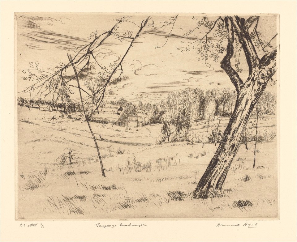 Paysage brabançon, print by Armand Apol (1879-1950), Belgium, (1914), Prints Department of the Royal Library of Belgium, S.IV 109461