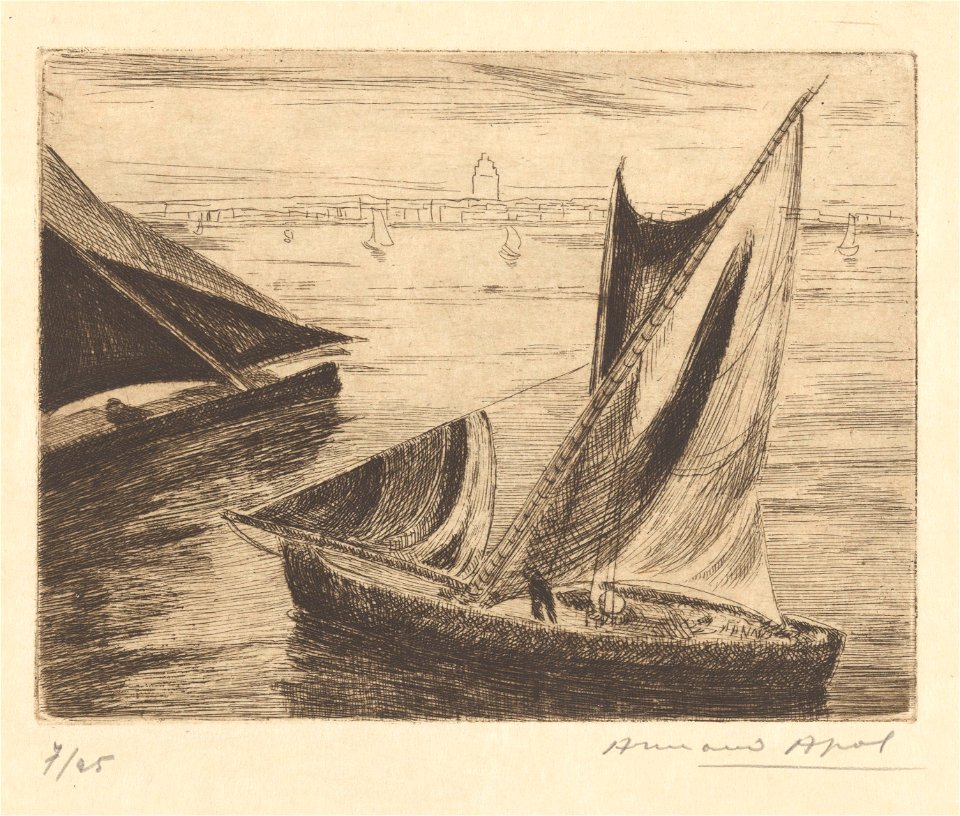 Paysages de Provence (01) - Marseille. Tartanes, print by Armand Apol (1879-1950), Belgium, 1929, Prints Department of the Royal Library of Belgium, III 81386 C - 01