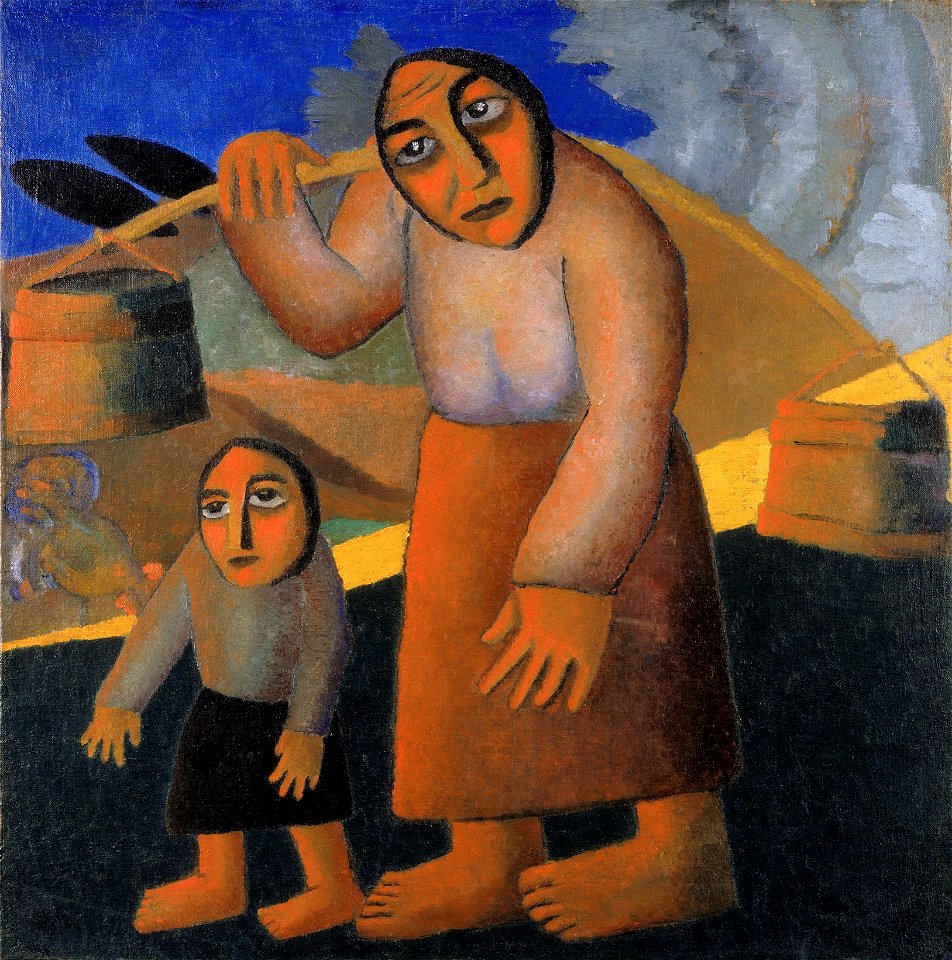 Peasant Woman with Buckets, by Kazimir Malevich (cropped)