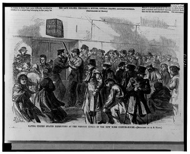 Paying United States pensioners at the Pension Office in the New York Custom-House - sketched by A.R. Waud. LCCN00652763