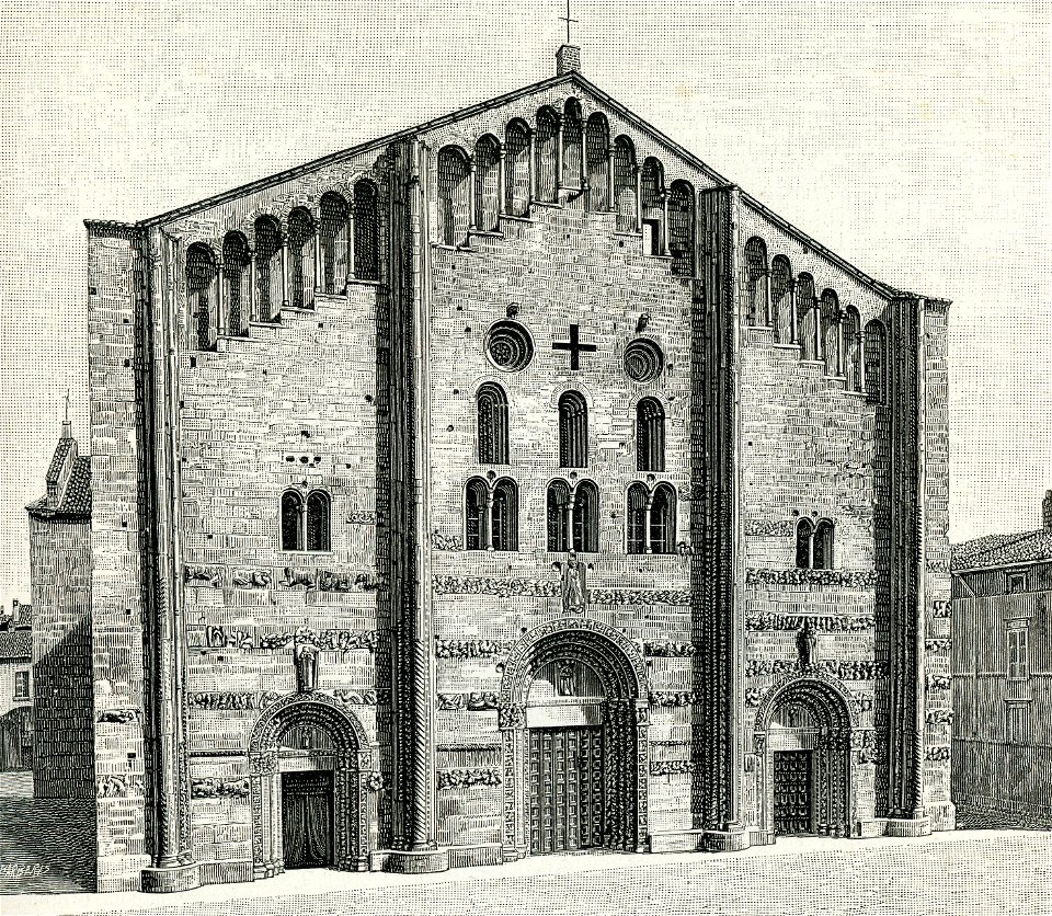 Pavia Basilica di San Michele Maggiore xilografia di Barberis